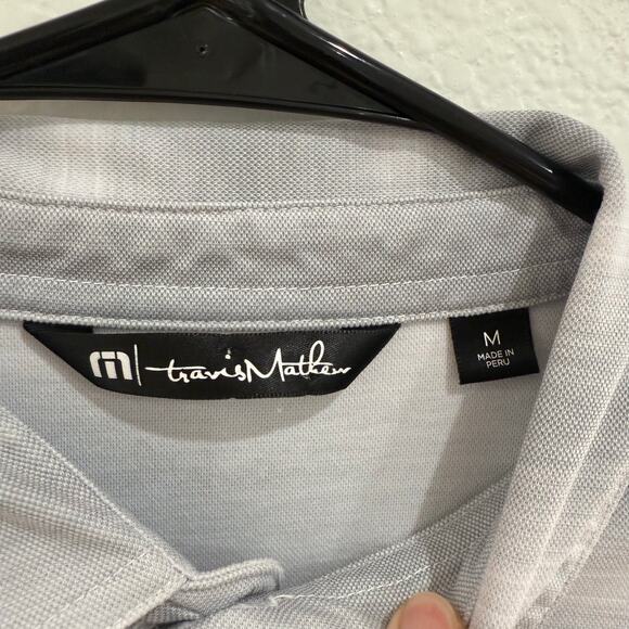 Travis Mathew Beach Camping Stripe Piqué Polo Grey White Short Sleeve Medium - Picture 8 of 14